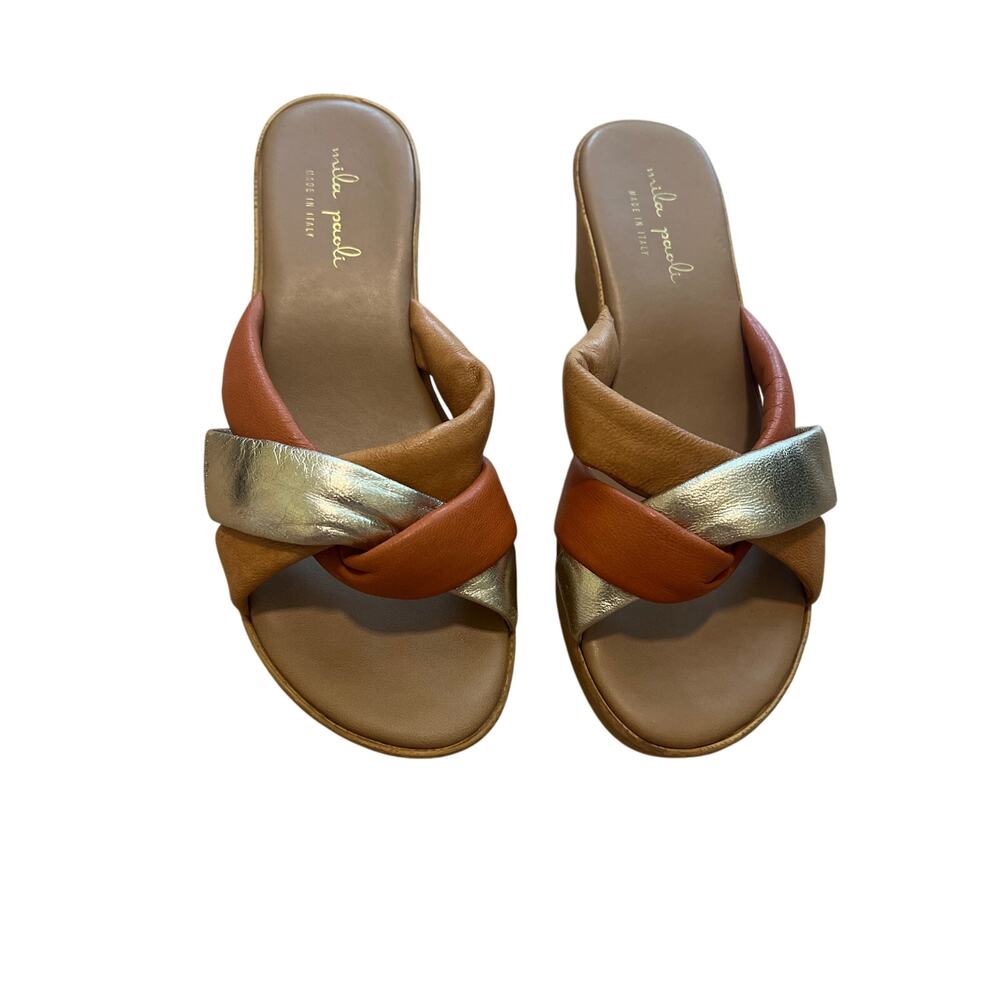 Mila Paoli Wedge Womens Sandals Strappy Multicolor Size 7 M Made In Italy